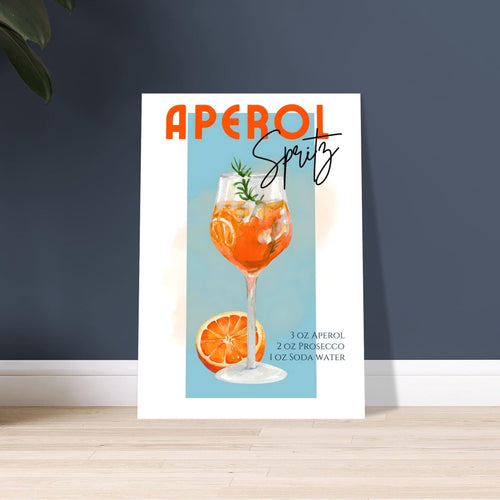 Artfulprints Poster met Lijst Aperol Spritz - Blue   - A4 21x29.7 cm - Blauw