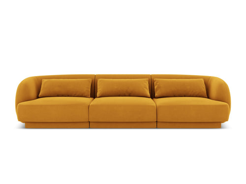 Cosmopolitan Design Bank Tulum 3-zits, flueel, geel - 90x255x70cm