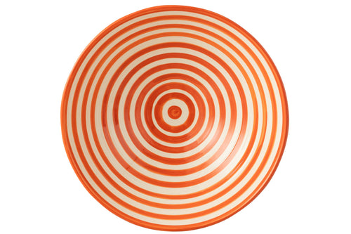 J-Line kom Lebrillo Granada Stripes - keramiek - wit/oranje