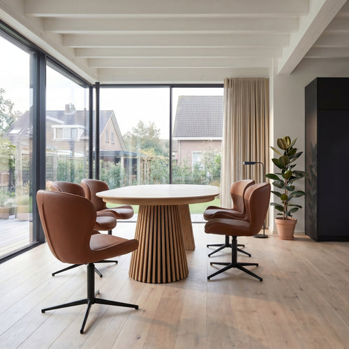 Furnhouse eetkamerstoel Nicklas - Cognacbruin - Leer - Set van 2