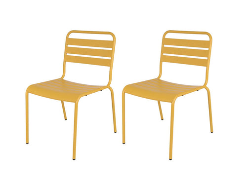 MaximaVida metalen tuinset Max okergeel 150 cm – 1 tafel met 2 stoelen en 1 bank - vtwonen shop