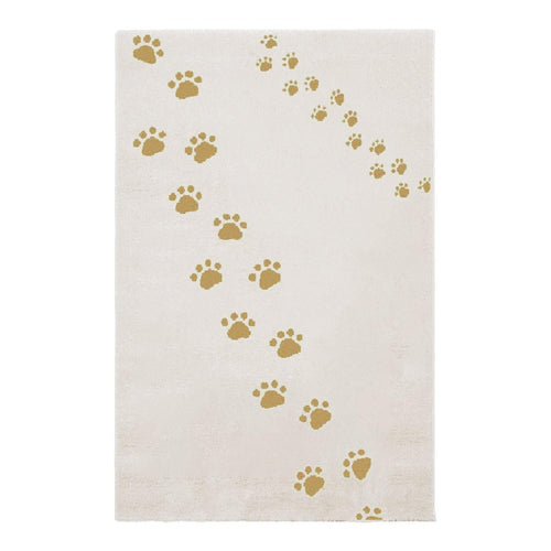 AFK Living vloerkleed Beervoetsporen - voor kinderen - geel - 140 x 200 cm