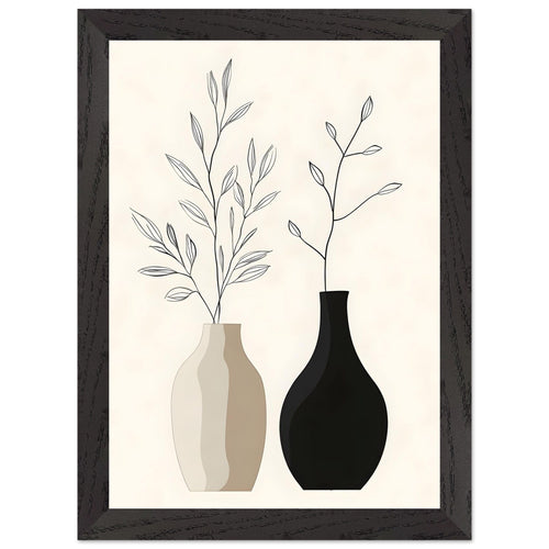 Artfulprints Poster met Lijst Boho – Calm vase   - A4 21x29.7 cm - Zwart / Wit