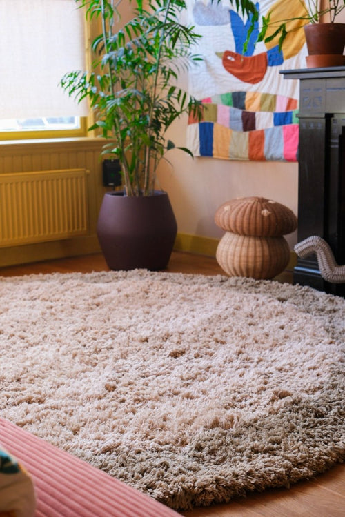 Interieur05 vloerkleed Pilo - hoogpolig - groen/beige - Ø240 cm