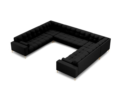 Cosmopolitan Design Panoramische bank Bali 9-zits, structurele stof, zwart - 256x327x75cm