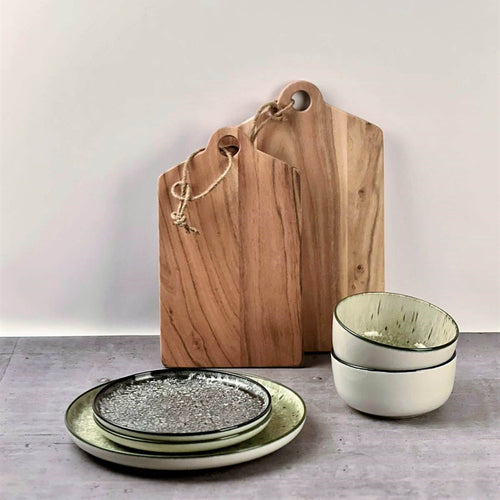 Ona - Plat bord 27cm groen Gravel - Set van 6