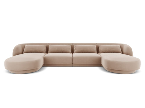 Cosmopolitan Design Panoramische bank Tulum 5-zits, flueel, beige - 156x330x70cm