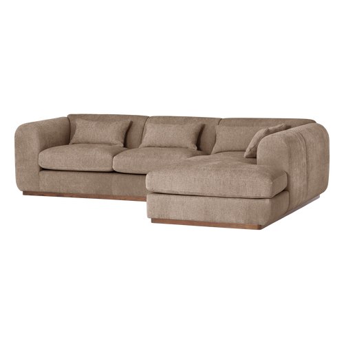 WOOOD hoekbank rechts Brenvo - Structure Velvet - Lichtbruin - 73x306x178