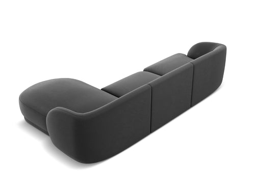 Micadoni rechter hoekbank Miley 4-zits, flueel, grijs - 156x255x70cm