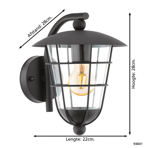 EGLO wandlamp buiten Pulfero - e27 - 28 cm - zwart - vtwonen shop
