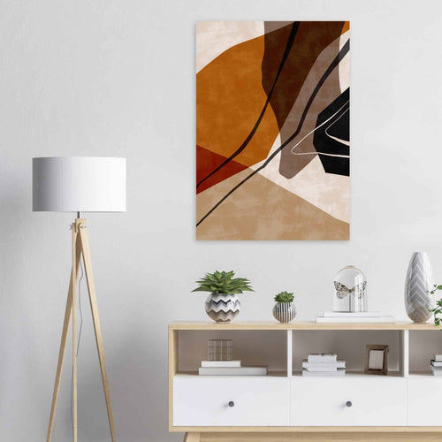 Artfulprints Poster met Lijst Boho – Warm abstraction   - 30x40 cm - Bruin