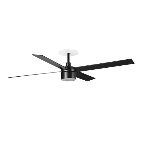 Faro Rudder Rudder Inbouwplafondventilator 132 cm TEK LED Mat Zwart, Walnootkleurige Bladen 3000K, 4 Omkeerbare Bladen