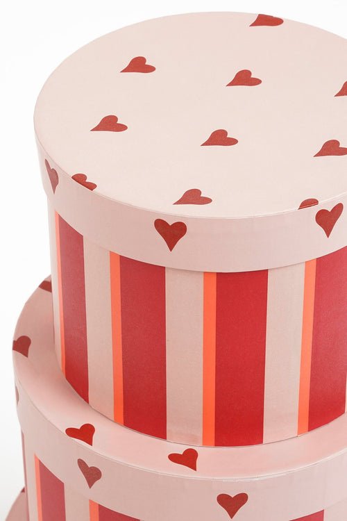 Mica Decorations Opbergdoos - Set van 3 - H14 x Ø21 cm - Papier - FSC Mix - Rood - vtwonen shop