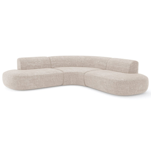 Premium Interiors - Hoekbank WONDER - gewaafd fluweel crème 90cm