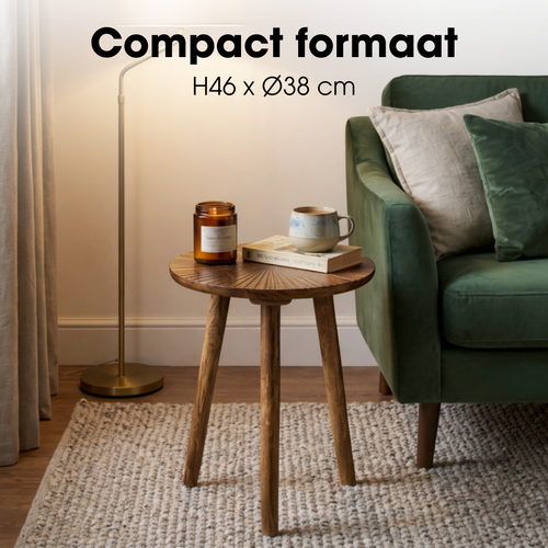 Mica Decorations Pomante Bijzettafel - Tafeltje - Koffietafel van Mangohout - Handig als Plantentafel of Plantenstandaard - Klein Salontafeltje - 46 x
