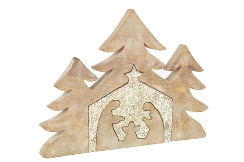 J-Line decoratie Kerststal Puzzel Kerststal Mango - hout - naturel/glitter - large - vtwonen shop