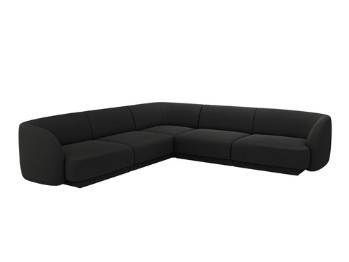 Micadoni Symmetrische hoekbank Miley 5-zits, boucle zwart - 255x255x70cm
