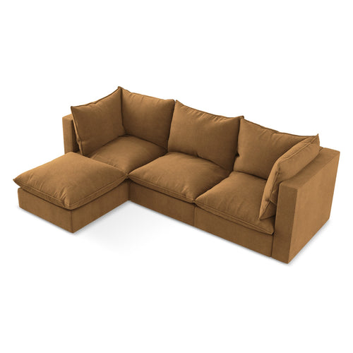 LaMiaSofa hoekbank links Ravenna - textuurstof - terracotta - 255x165x77