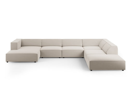 Cosmopolitan Design Panoramische hoekbank rechts Arendal 7-zits, flueel, ecru - 262x364x70cm
