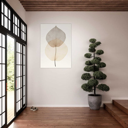 Artfulprints Poster met Lijst Japandi leaf   - 30x40 cm - Taupe
