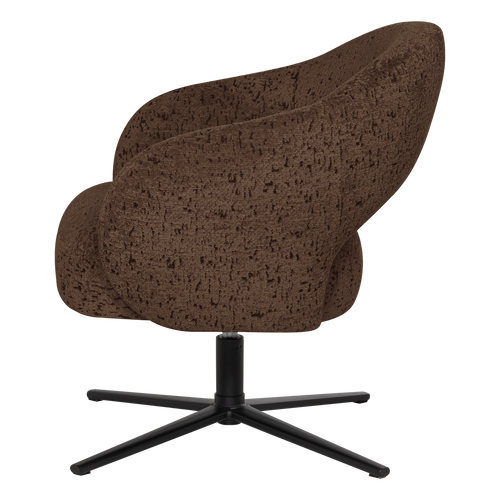 WOOOD draaifauteuil Pico - Wollig Structuur - Bruin - 74x71x69