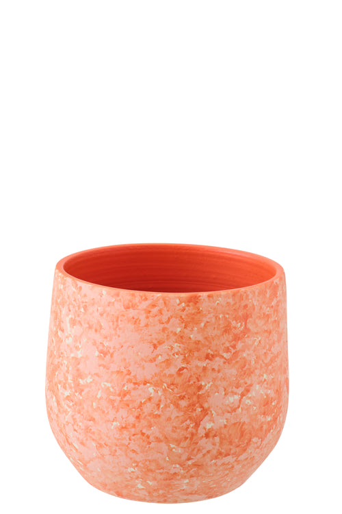 J-Line bloempot - keramiek - oranje/wit - large