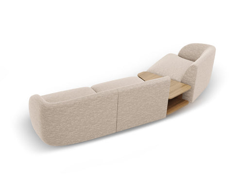Micadoni linker modulaire bank Miley 3-zits, chenille, beige - 126x303x70cm