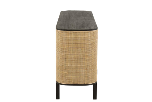 J-Line Molly Rotan kast - 3 deuren - hout - zwart - woonaccessoires - vtwonen shop