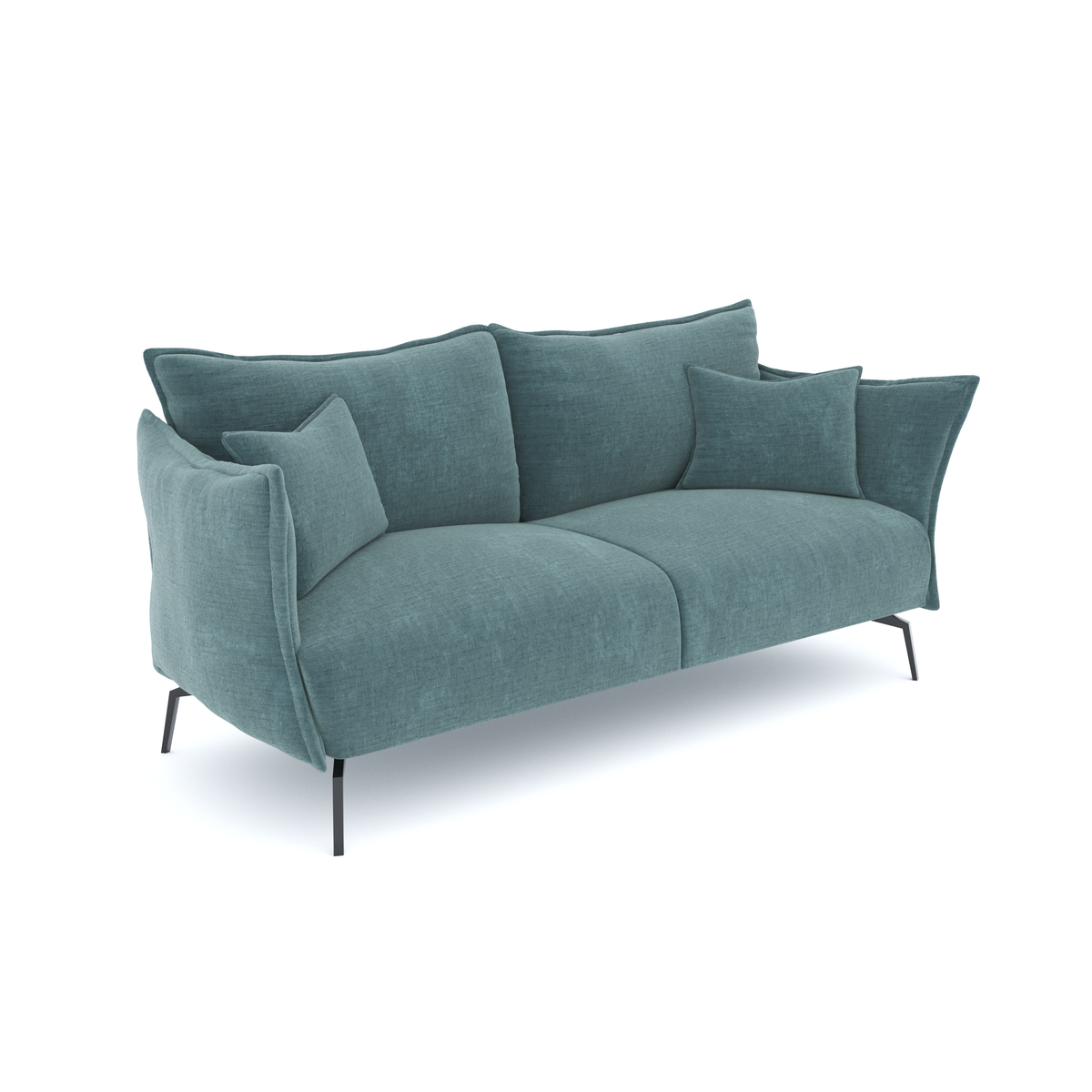 Sia Home - Rechte bank Lenny - Fluweel met structuur - Oceaanblauw - 1 ...