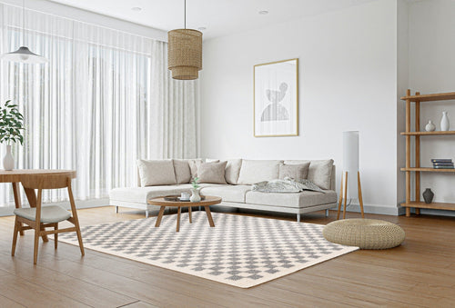 AFK Living vloerkleed Checkers - shaggy - grijs - 160 x 213 cm - vtwonen shop