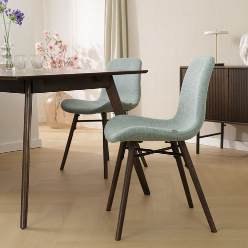 Nolon Nena-Fé Eetkamerstoel Zacht Groen - Stof - Walnoot Poten - vtwonen shop