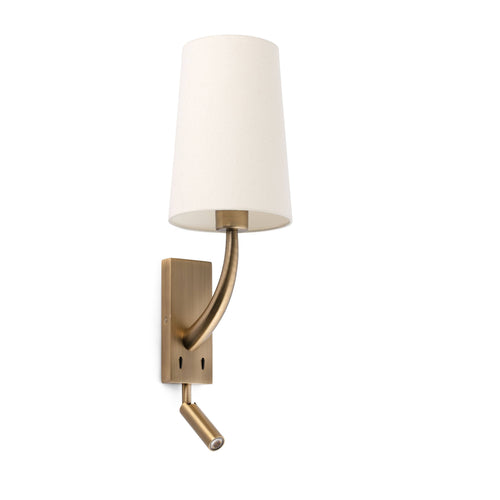 Faro Rem - 1-lichts leeslamp voor binnen antiek goud - lampenkap niet inbegrepen, E27