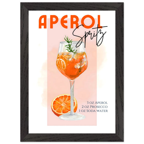 Artfulprints Poster met Lijst Aperol Spritz - Pink   - A4 21x29.7 cm - Roze