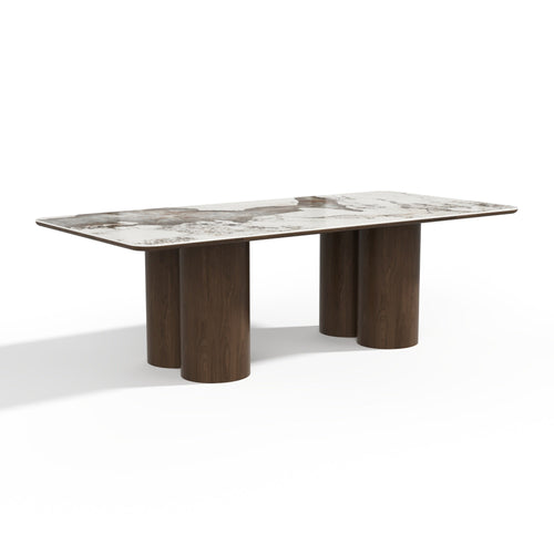 Premium Interiors - Eettafel PYLE - multiplex en keramiek donker walnoot 240cm