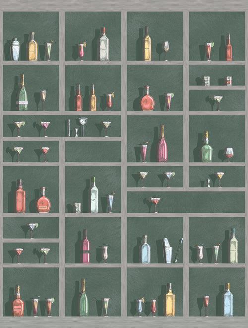 Sanders & Sanders fotobehang drankkast groen en meerkleurig - 280 x 159 cm - 640097 - vtwonen shop