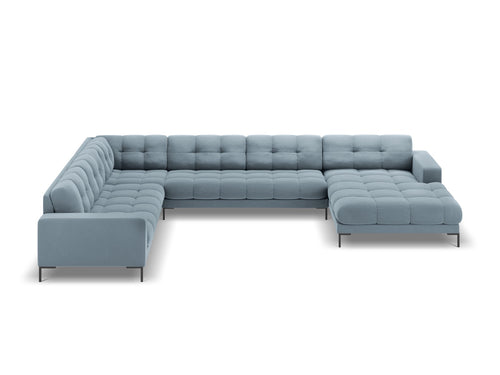 Cosmopolitan Design Panoramische hoekbank links Bali 7-zits, flueel, lichtblauw - 256x327x75cm