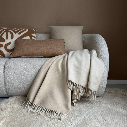 Malagoon plaid - beige dubbelzijdig - 130x170cm gerecycled wol