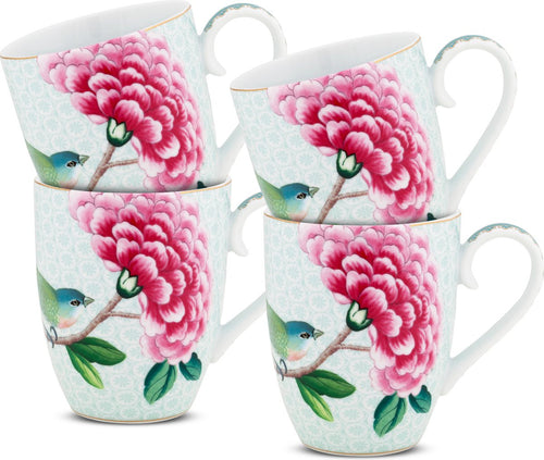 Pip Studio Blushing Birds Mokken - Servies - Set van 4 Kopjes - Wit - 350ml - vtwonen shop