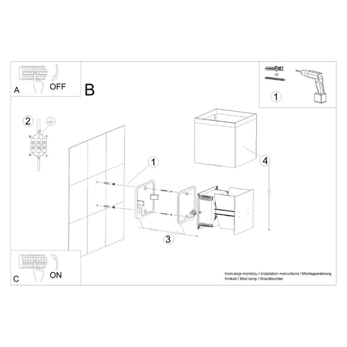 Sollux Lighting Wandlamp LUCA zwart LED IP54 - 10x10x10cm