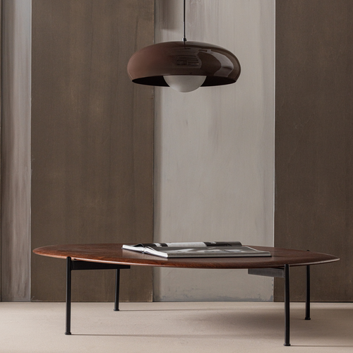WOOOD hanglamp rond Tivo - Metaal - Hoogglans Bruin - 12x40x40