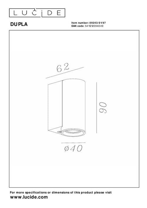 Lucide wandspot DUPLA - 1xGU10 (MR11) - Koffie