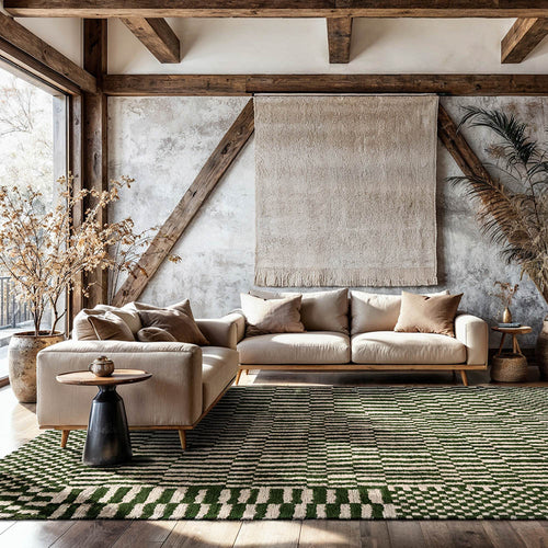 Louis De Poortere binnen & buiten machinewasbaar vloerkleed Structures Berber van 70% gerecycled PET - groen - 235x340cm
