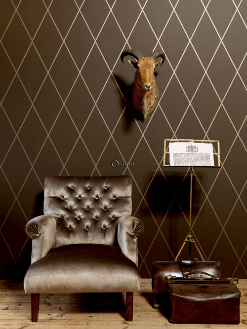 Origin Wallcoverings behang ruiten mat bruin en glanzend brons - 53 cm x 10,05 m - 345717 - vtwonen shop