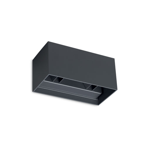 Ideal Lux ATOM 20 cm buitenwandlamp met op- en neerwaartse lichtbundel, antraciet, 4x LED, 2400lm, 4000K, IP54