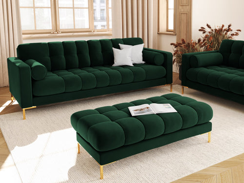 Cosmopolitan Design Bank Bali 4-zits, flueel, flessengroen - 96x217x75cm