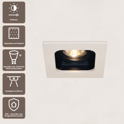 Artdelight Inbouwspot Moggio 1L - Wit/Zwart