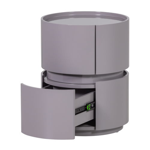 WOOOD nachtkastje Lunex - Hout - Hoogglans Lichtgrijs - 50x40x40