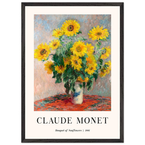 Artfulprints Poster met Lijst Claude Monet - Bouquet of sunflowers   - 50x70 cm - Geel