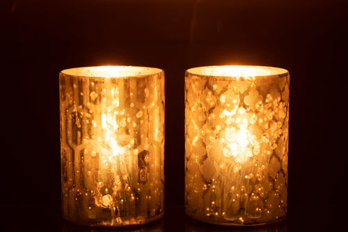 J-Line windlicht - glas - zilver - medium - 2 stuks - vtwonen shop