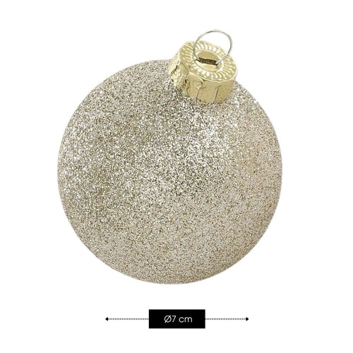 Mica Decorations Kerstballen Set - Kerstversiering voor Kerstboom - Kerstornamenten van Glas in Champagne Kleur - Complete Set van 26 Stuks - Ø7 cm -